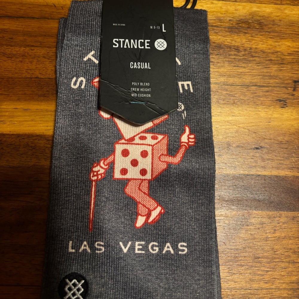 Stance Men's Gray Crew Socks with Red Dice Graphic